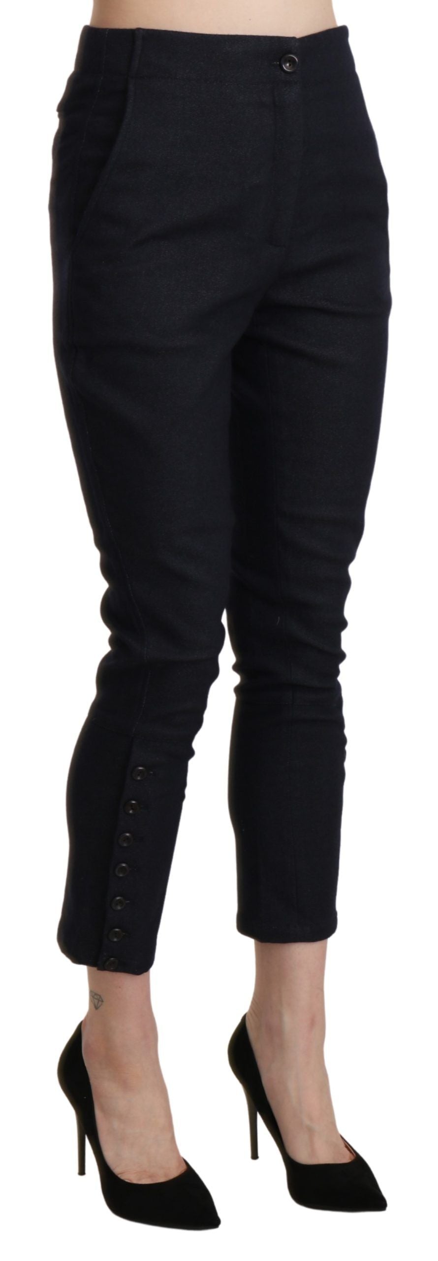 Pantalon Capri court taille haute en coton noir Ermanno Scervino
