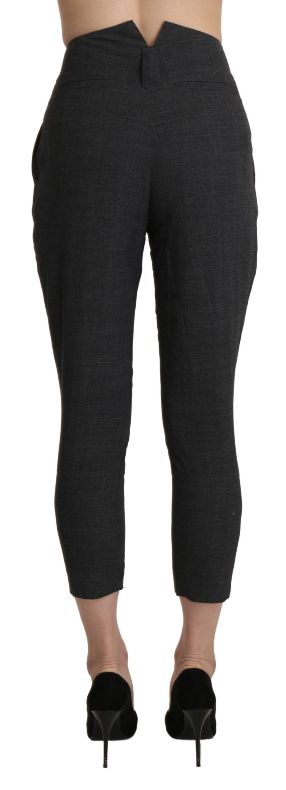 Pantalon Capri court taille haute en coton gris Ermanno Scervino