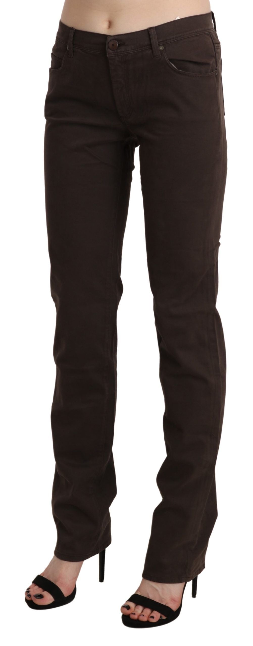 Jeans slim Ermanno Scervino marron taille mi-haute en coton