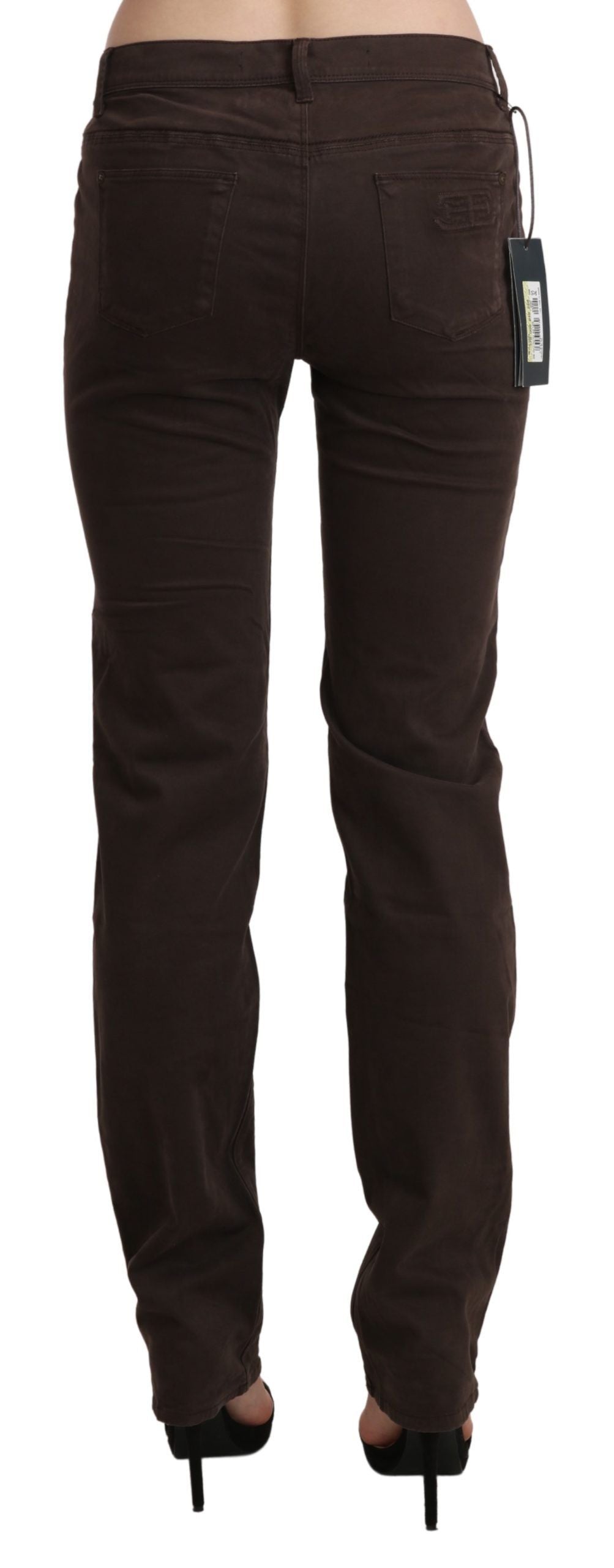 Jeans slim Ermanno Scervino marron taille mi-haute en coton