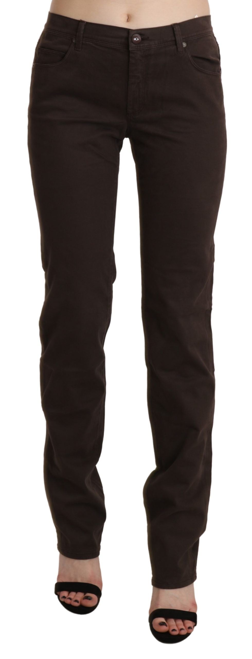 Jeans slim Ermanno Scervino marron taille mi-haute en coton