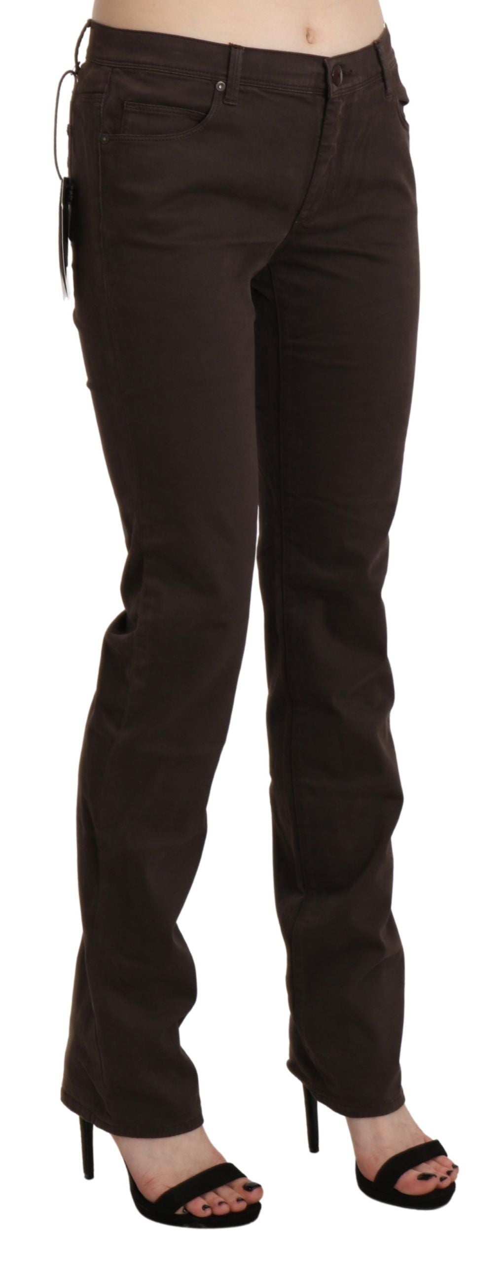 Jeans slim Ermanno Scervino marron taille mi-haute en coton
