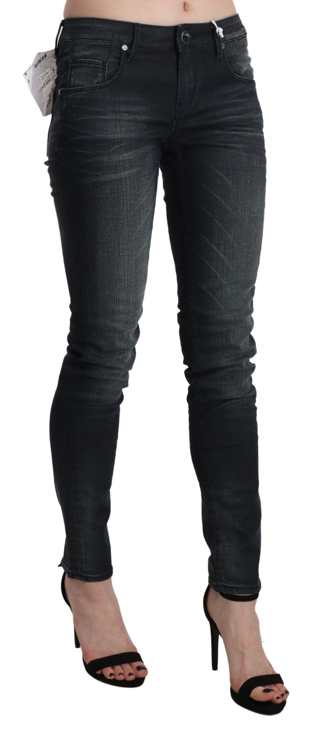 Pantalon en jean skinny Acht délavé bleu taille basse