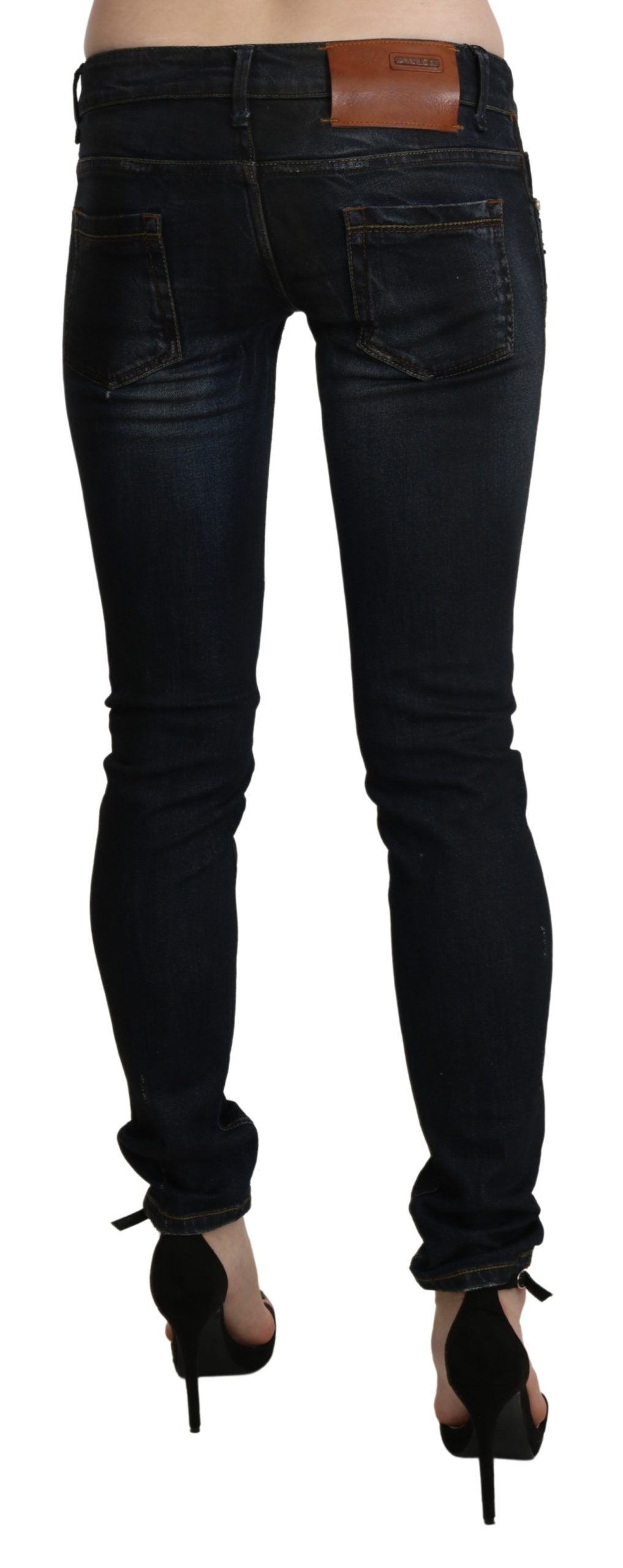 Jean skinny taille basse en denim Acht Black Washed