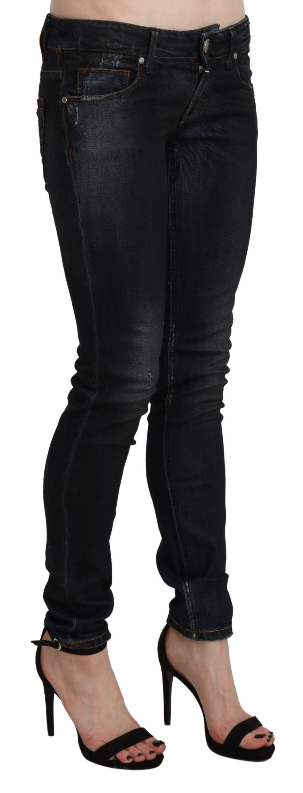 Jean skinny taille basse en denim Acht Black Washed