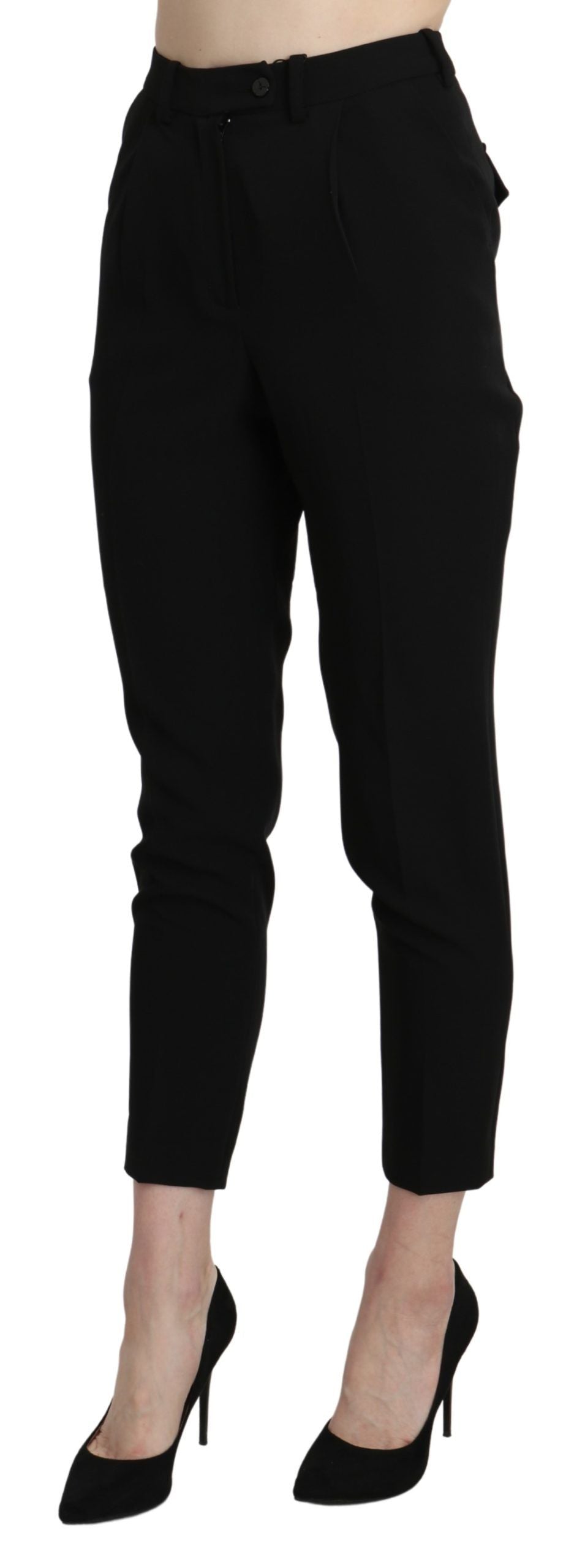 BENCIVENGA Schwarze, enge, verkürzte Hose mit hoher Taille