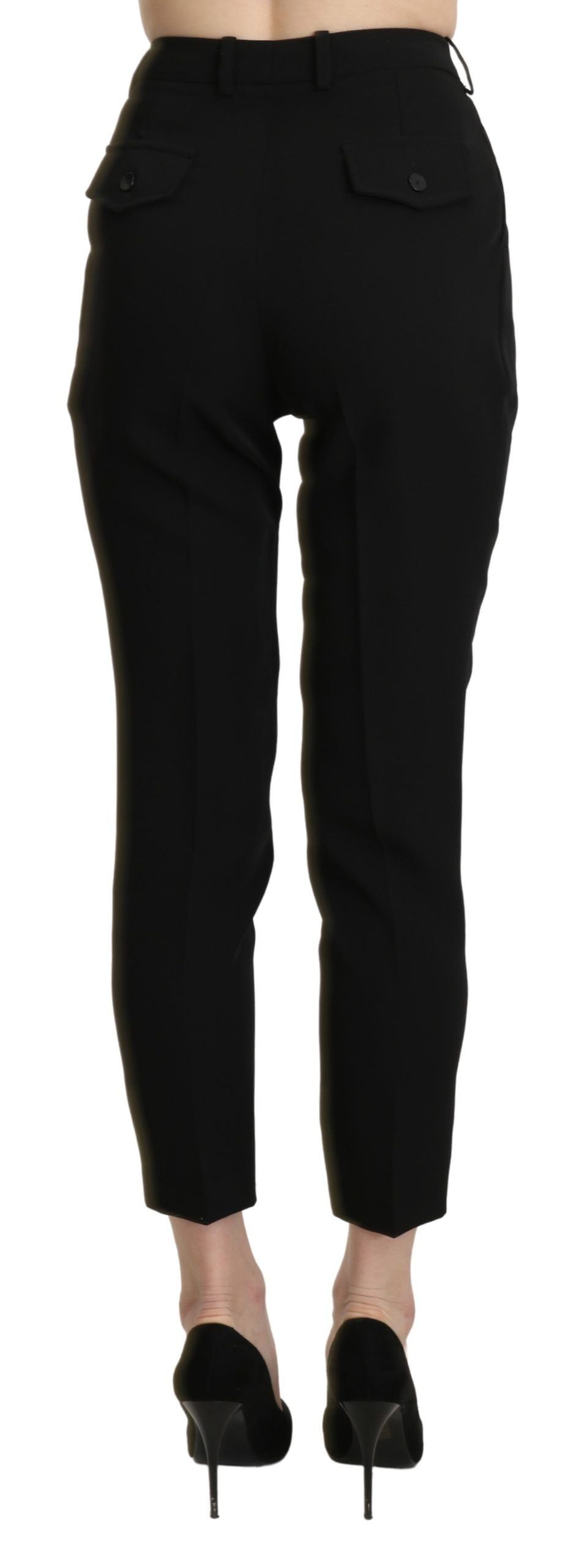 BENCIVENGA Schwarze, enge, verkürzte Hose mit hoher Taille