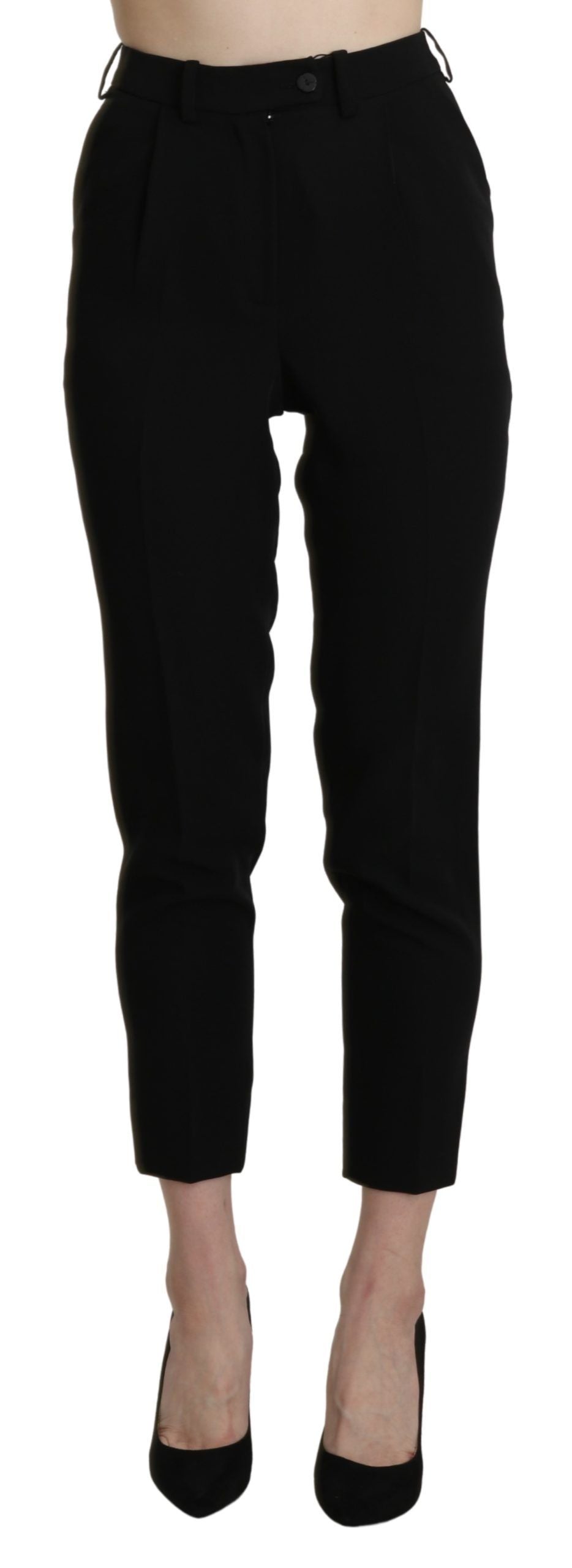 BENCIVENGA Schwarze, enge, verkürzte Hose mit hoher Taille