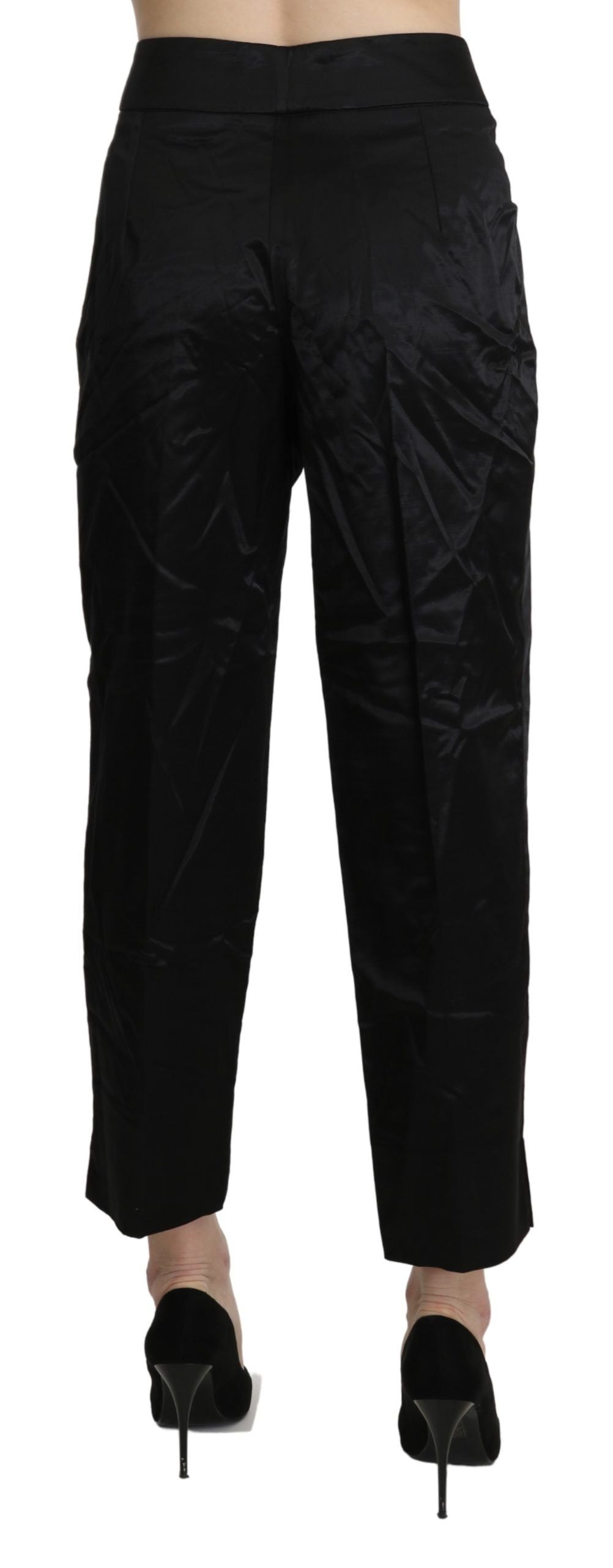 BENCIVENGA Schwarze, gerade, verkürzte Anzughose mit hoher Taille