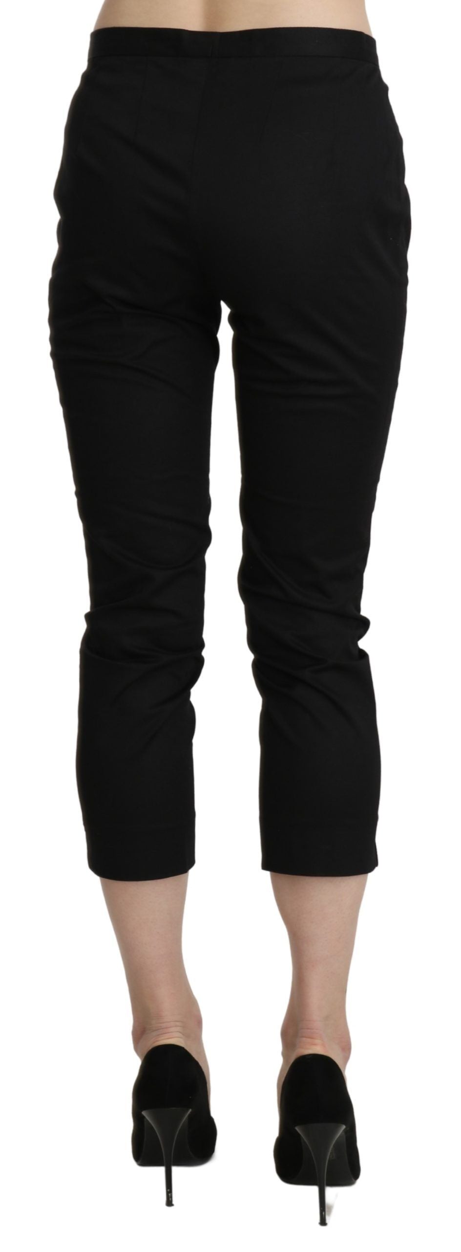 BENCIVENGA Schwarze, enge, verkürzte Anzughose mit hoher Taille