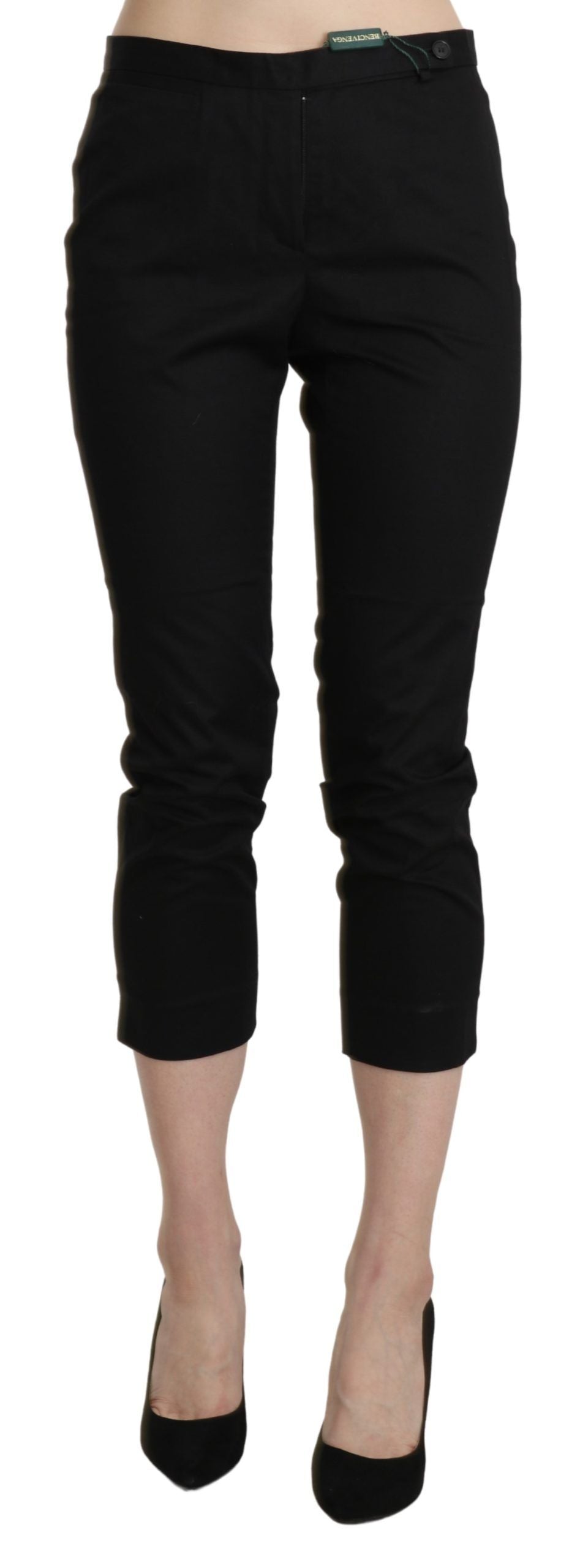 BENCIVENGA Schwarze, enge, verkürzte Anzughose mit hoher Taille