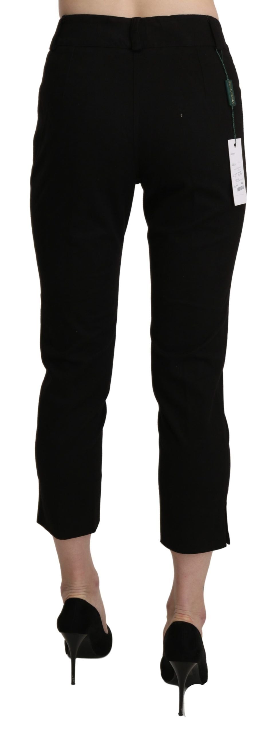 BENCIVENGA Schwarze, enge, verkürzte Anzughose mit hoher Taille