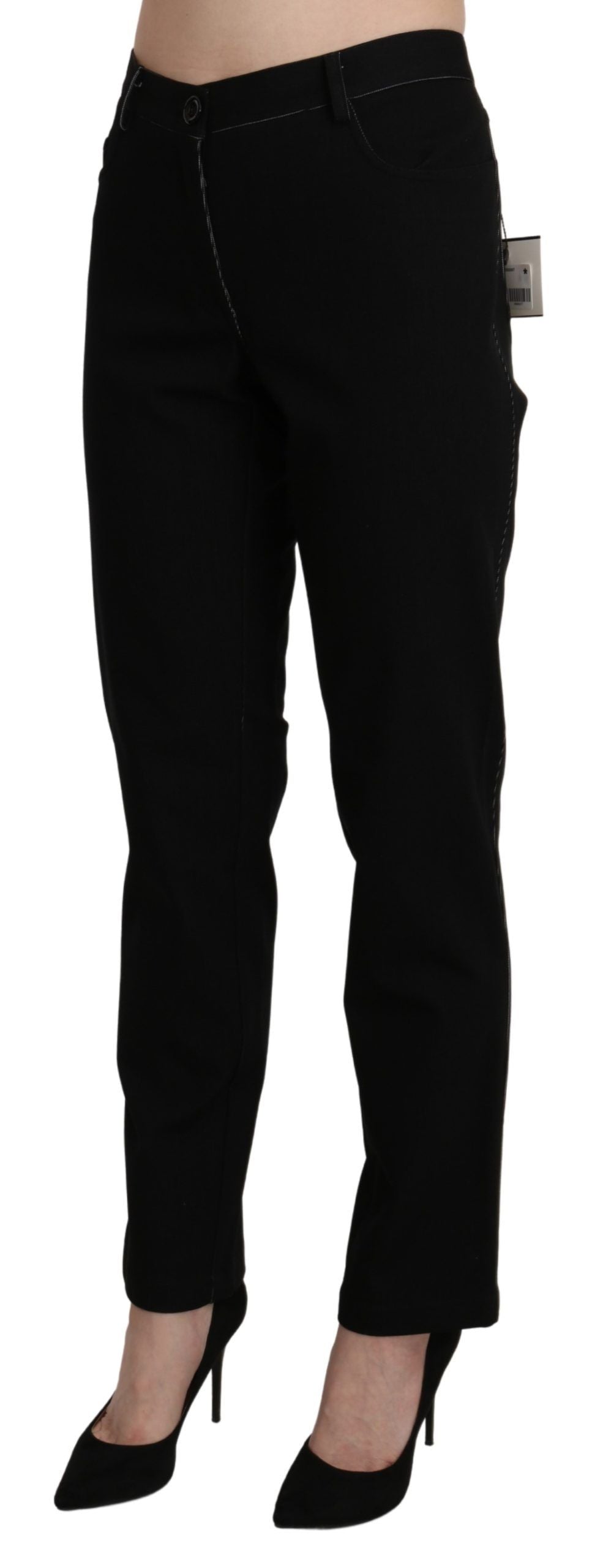 BENCIVENGA Schwarze, gerade geschnittene Freizeithose mit hoher Taille