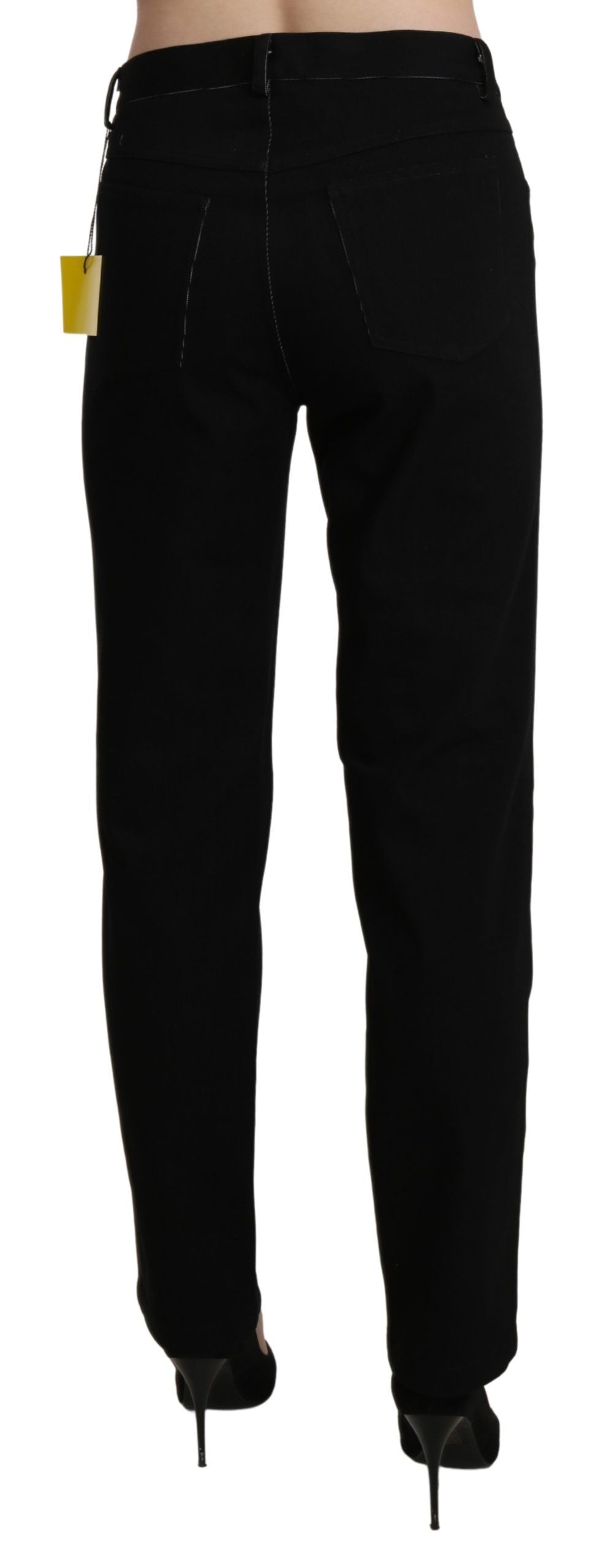 BENCIVENGA Schwarze, gerade geschnittene Freizeithose mit hoher Taille