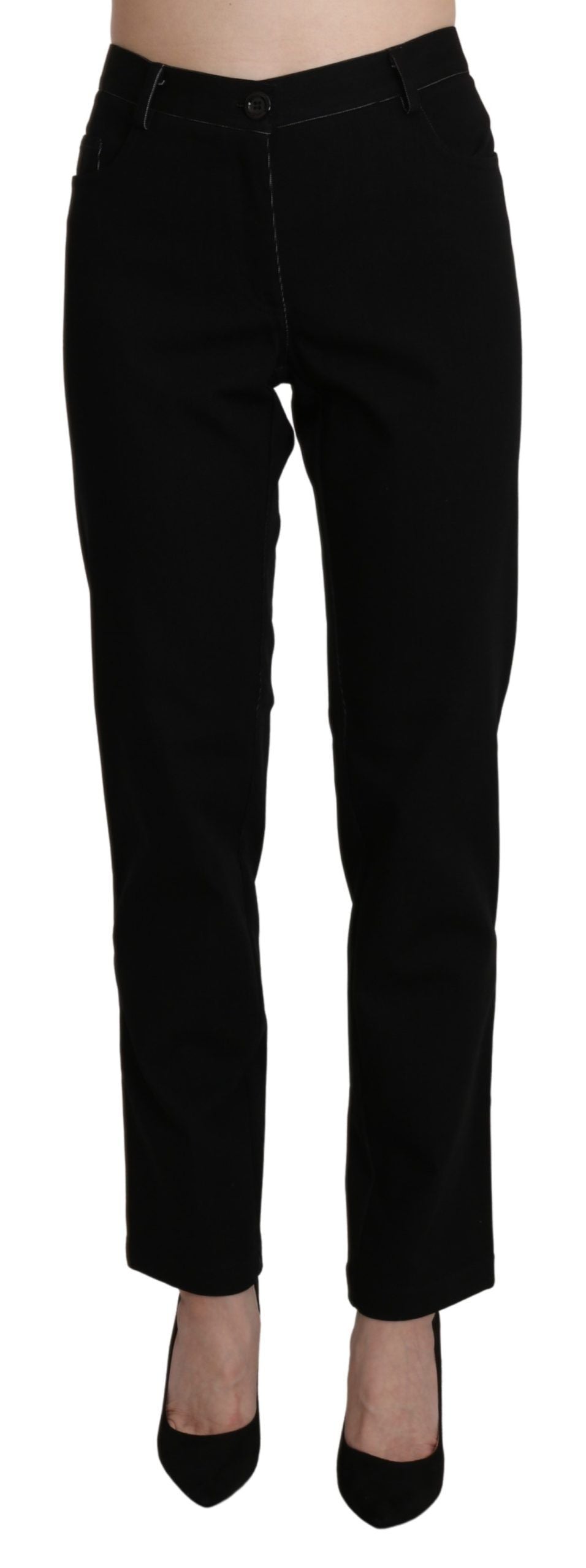 BENCIVENGA Schwarze, gerade geschnittene Freizeithose mit hoher Taille