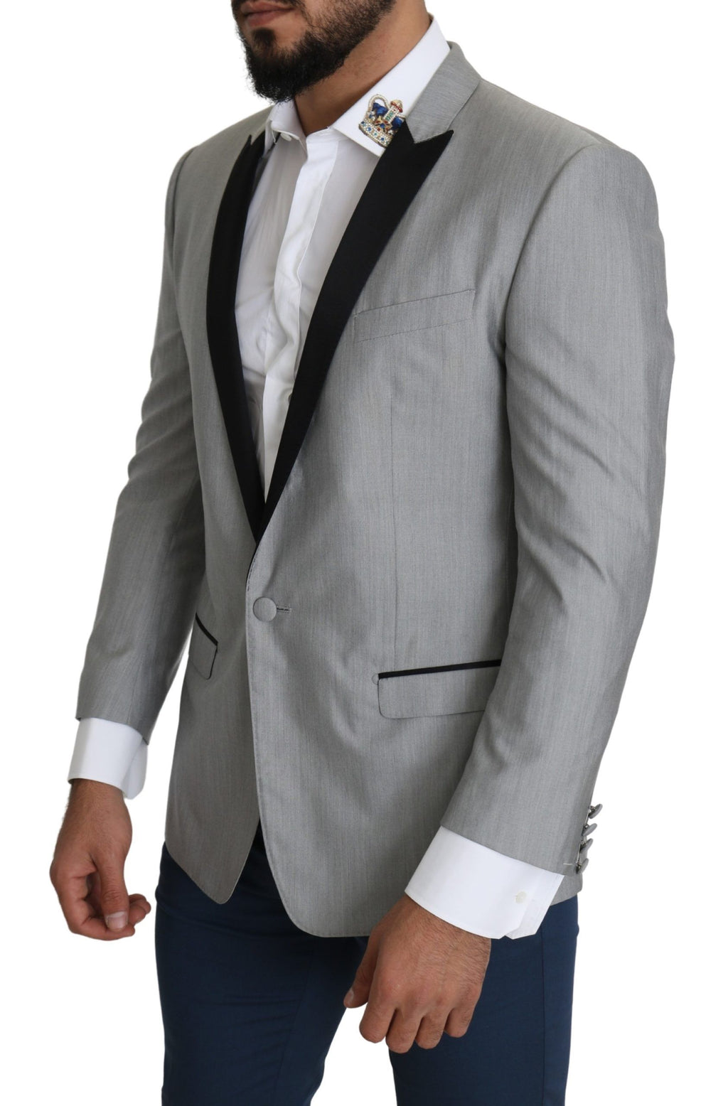 Blazer de costume Dolce & Gabbana gris clair à boutonnage simple SARTORIA