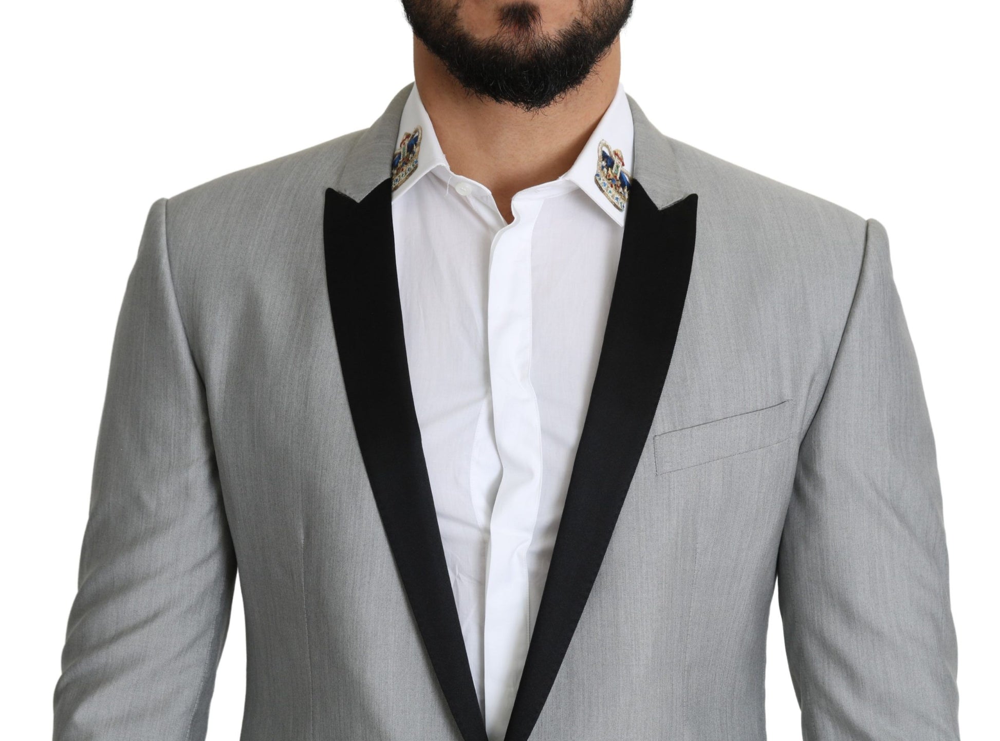Blazer de costume Dolce & Gabbana gris clair à boutonnage simple SARTORIA