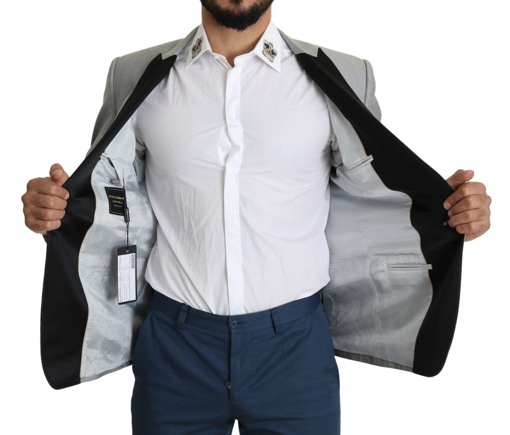 Blazer de costume Dolce & Gabbana gris clair à boutonnage simple SARTORIA