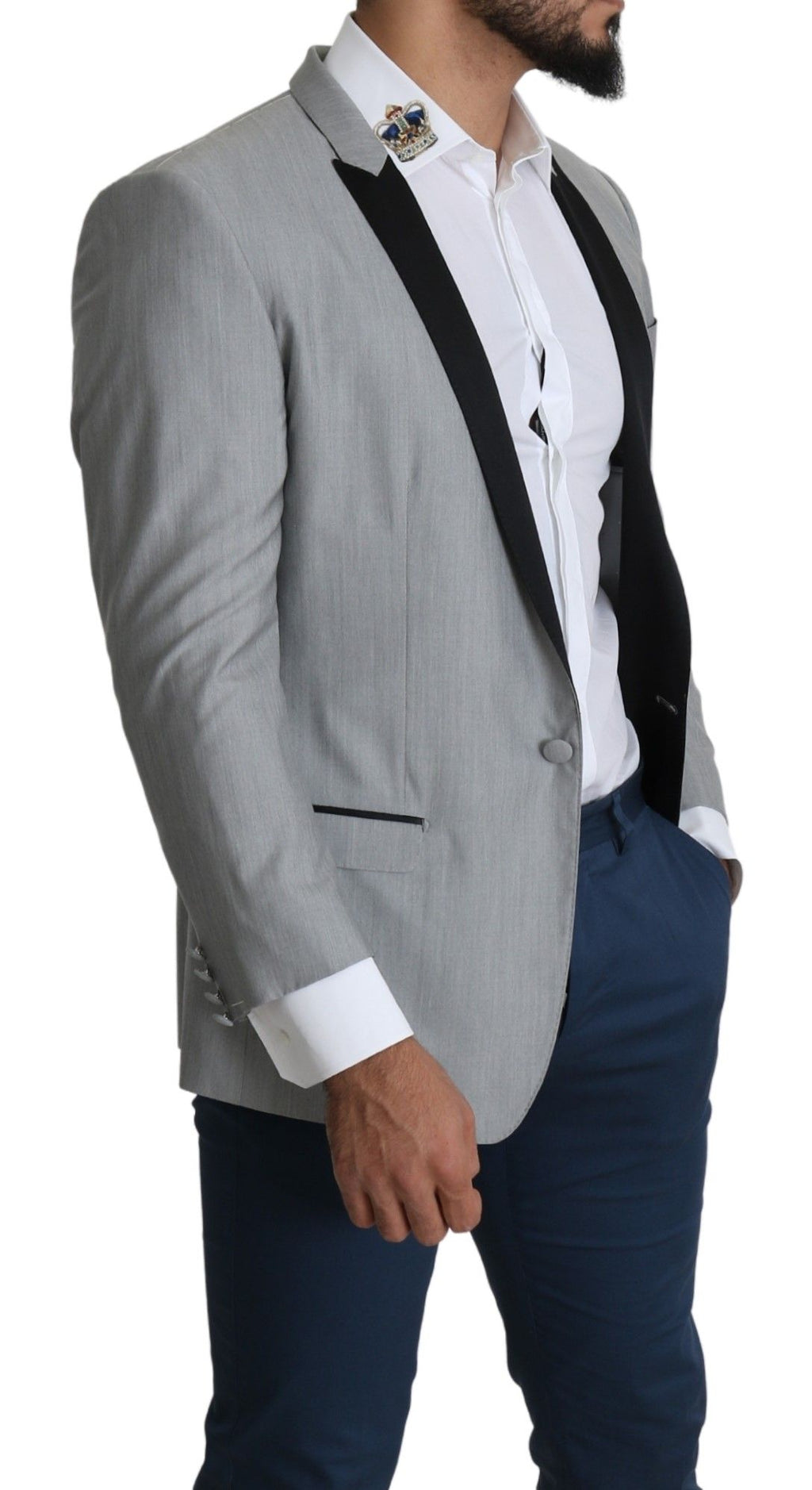 Blazer de costume Dolce & Gabbana gris clair à boutonnage simple SARTORIA