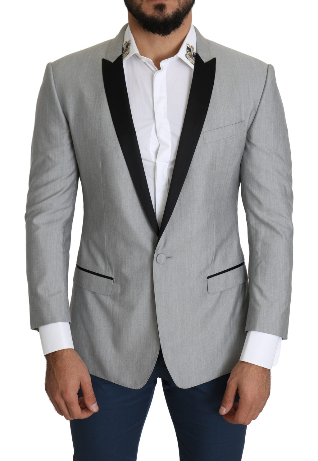 Blazer de costume Dolce & Gabbana gris clair à boutonnage simple SARTORIA