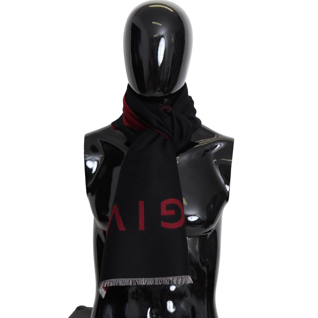 Givenchy Schwarz Rot Wolle Unisex Winter Warm Wickelschal Schal
