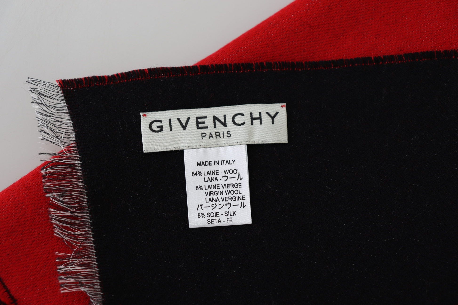 Givenchy Rot Schwarz Wolle Unisex Winter Warm Schal Wickelschal
