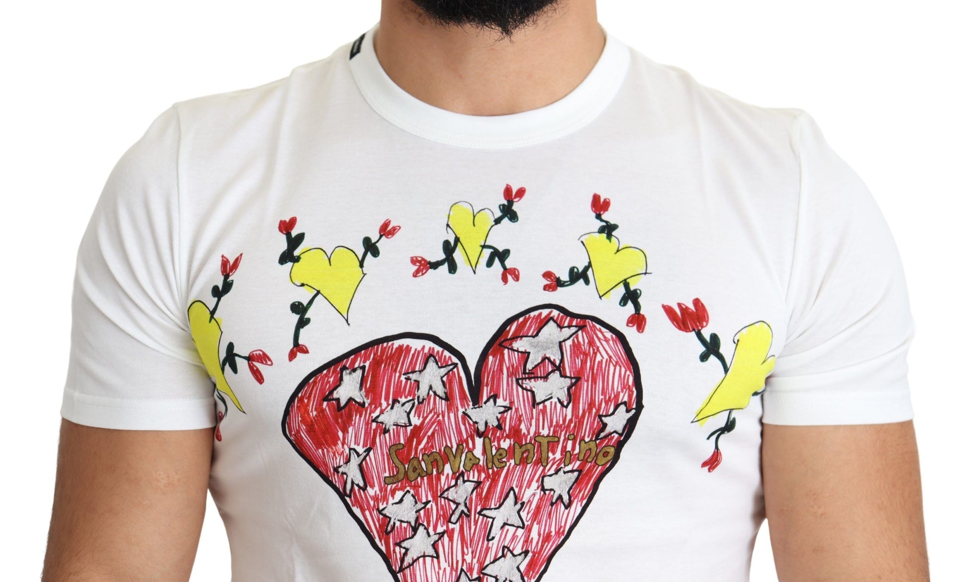 T-shirt Dolce & Gabbana en coton blanc imprimé Saint Valentin pour homme
