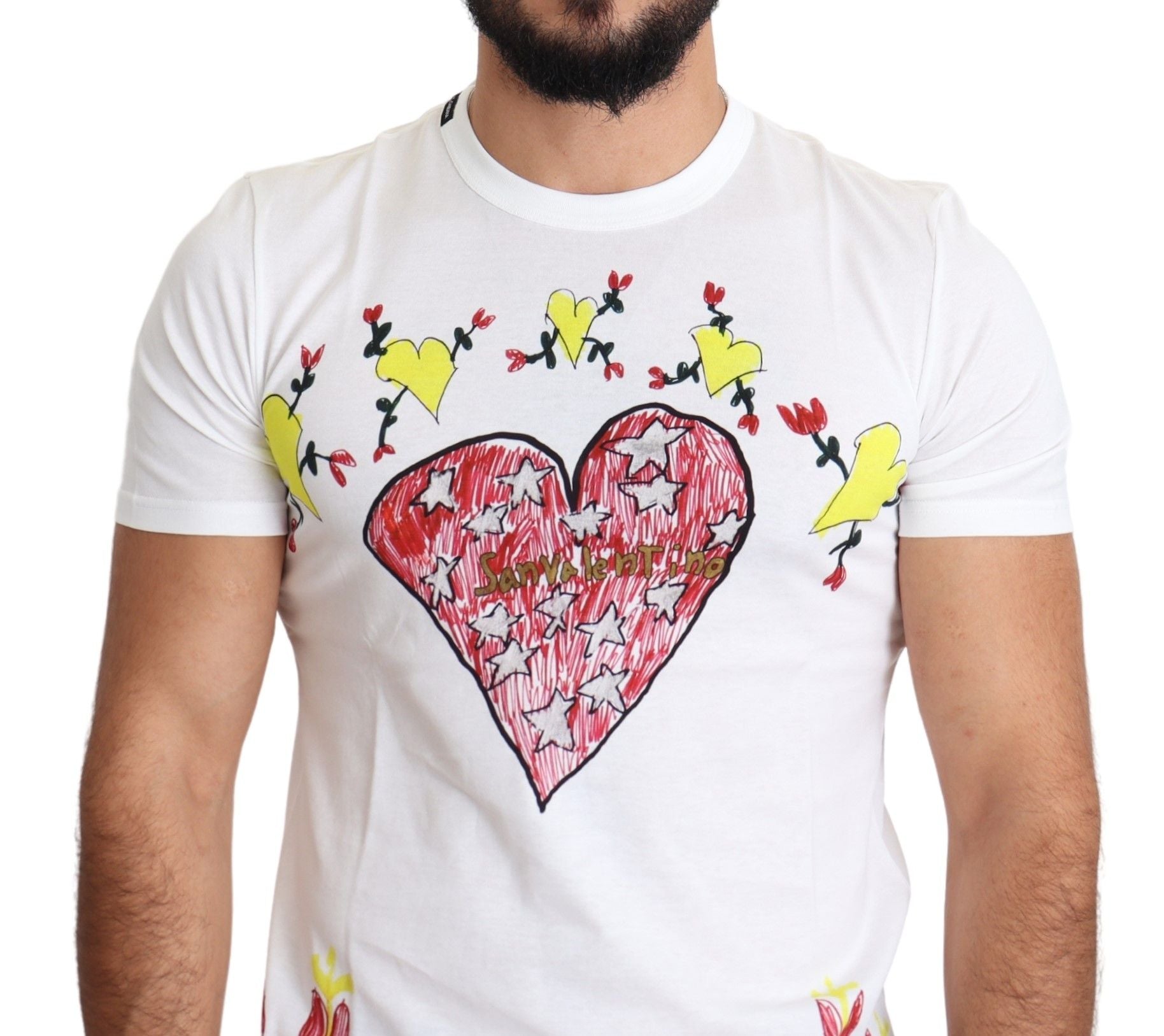 T-shirt Dolce & Gabbana en coton blanc imprimé Saint Valentin pour homme