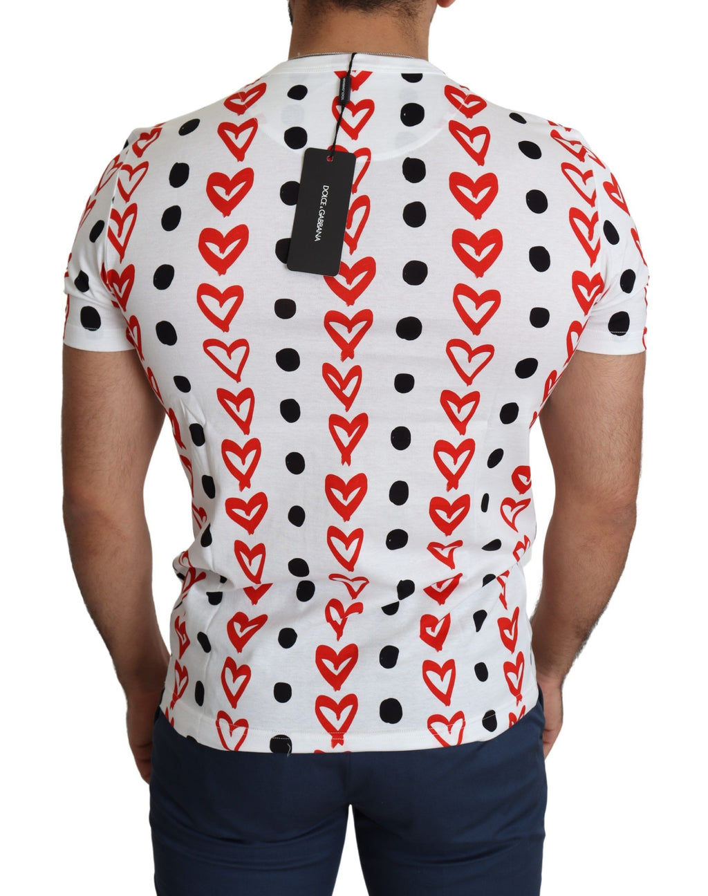 T-shirt homme en coton imprimé cœurs blancs Dolce & Gabbana