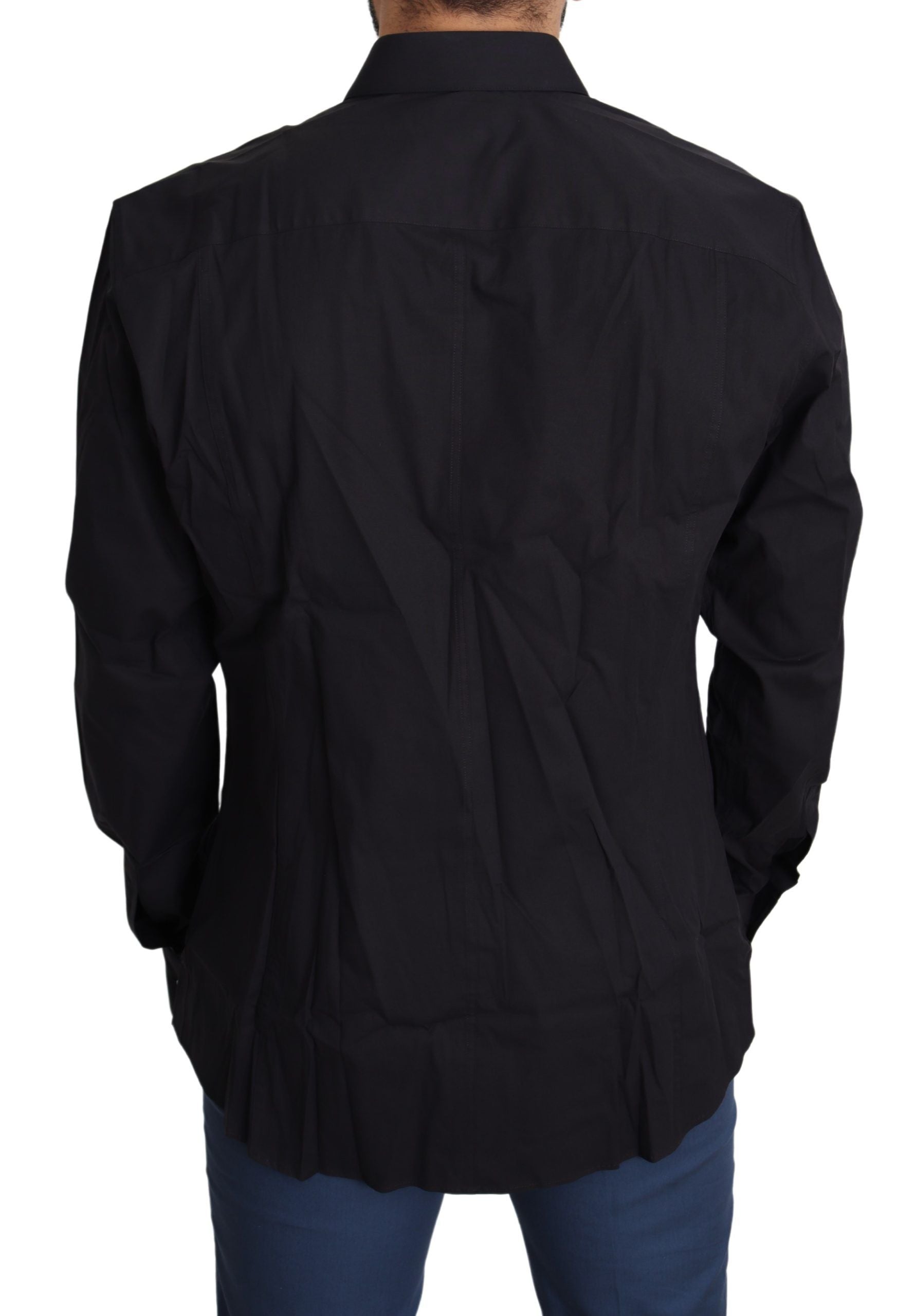 Robe chemise Dolce & Gabbana en coton stretch noir SICILIA