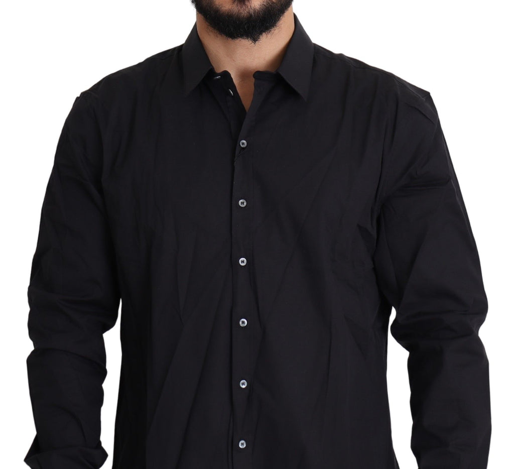 Robe chemise Dolce & Gabbana en coton stretch noir SICILIA