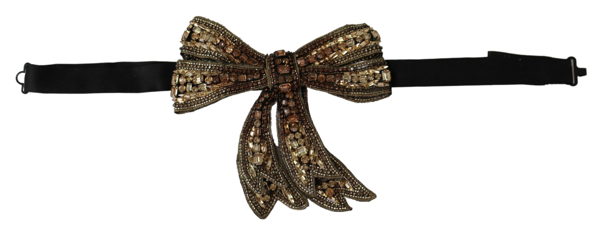 Nœud papillon pour femme Dolce & Gabbana en soie doré ornée de strass