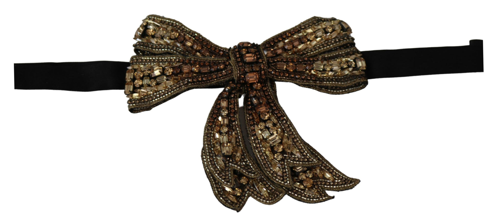 Nœud papillon pour femme Dolce & Gabbana en soie doré ornée de strass