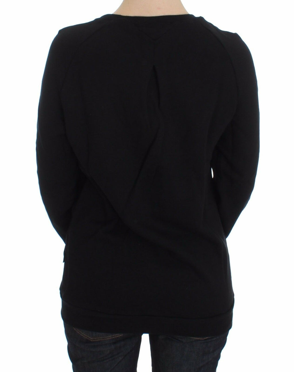 Exte Schwarzer Pullover mit Rundhalsausschnitt aus Baumwolle mit Motivdruck