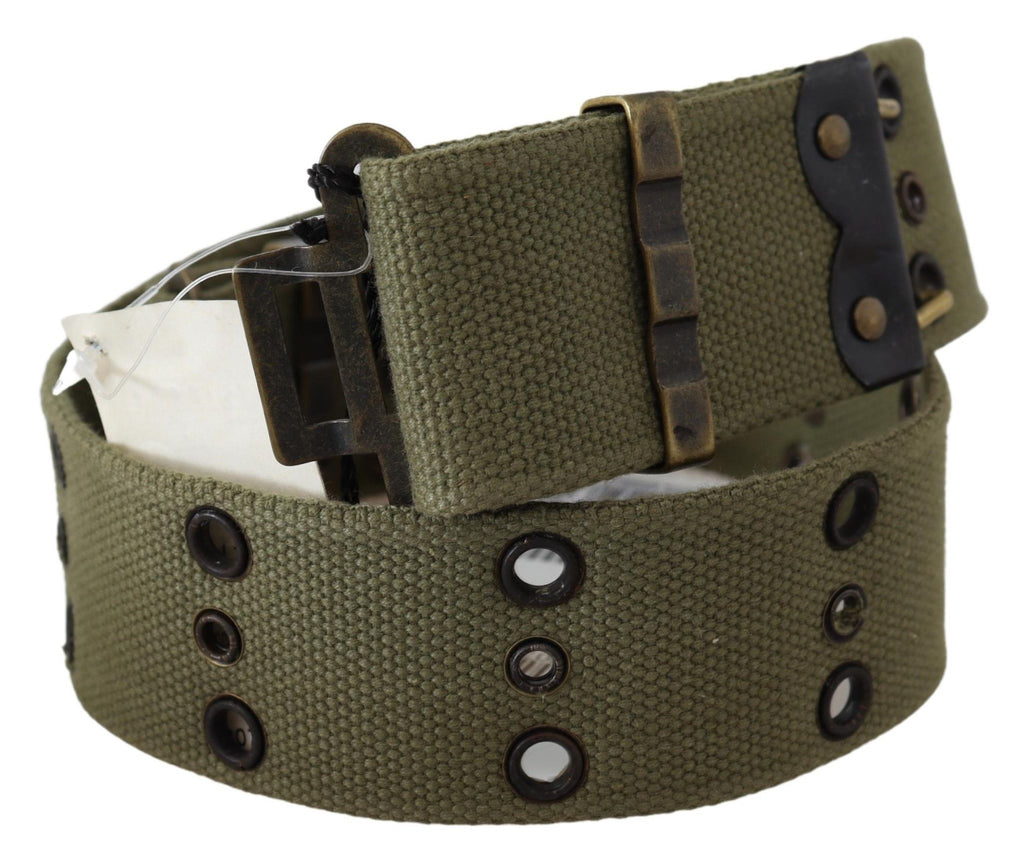 Ceinture Ermanno Scervino verte 100 % coton, boucle en bronze rustique