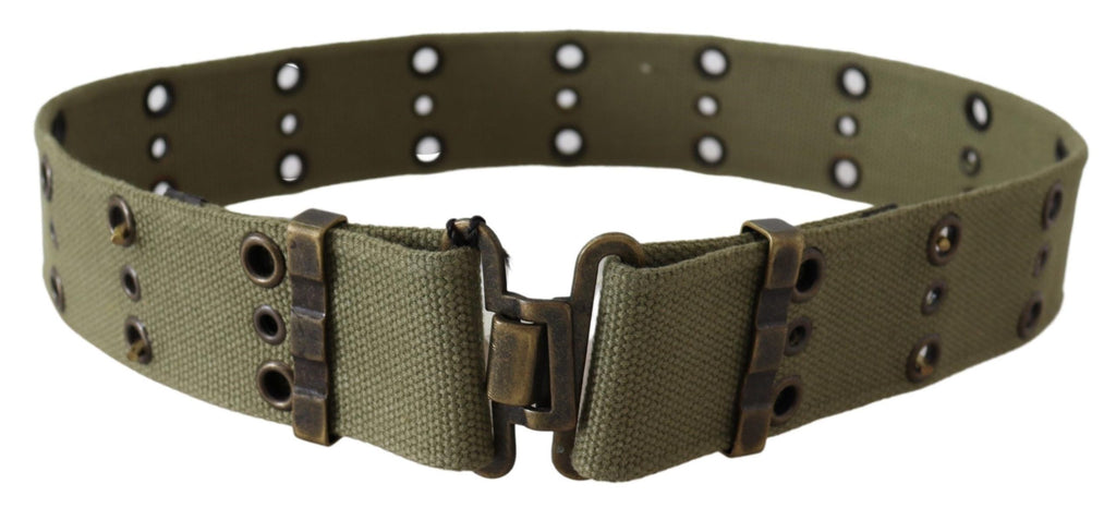 Ceinture Ermanno Scervino verte 100 % coton, boucle en bronze rustique