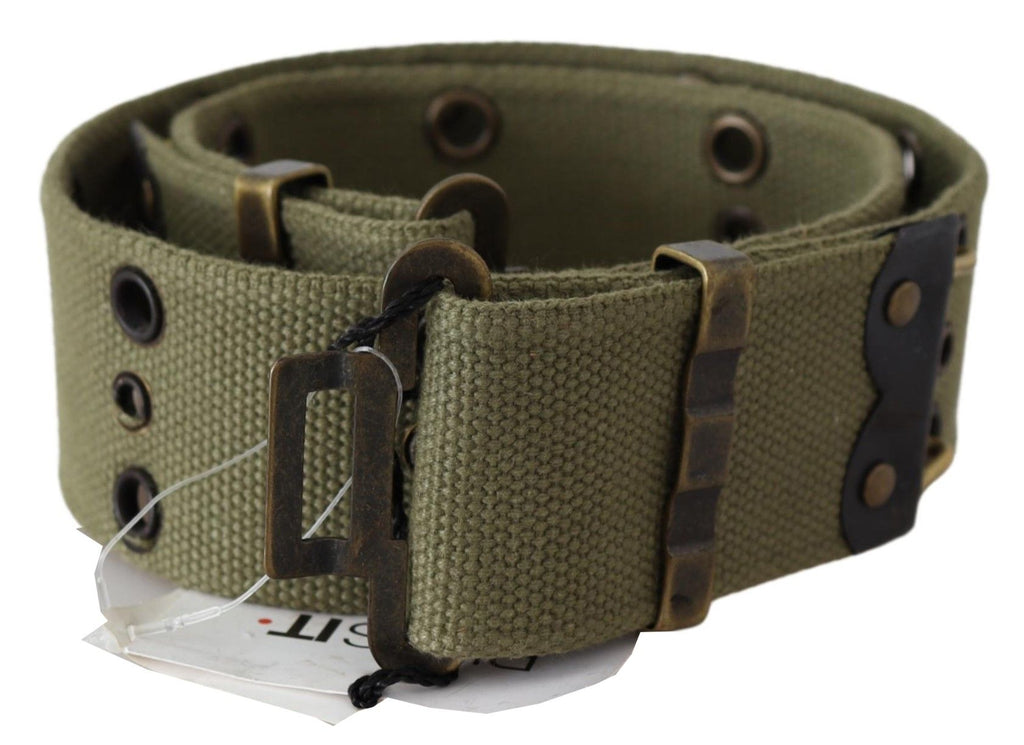 Ceinture Ermanno Scervino verte 100 % coton, boucle en bronze rustique