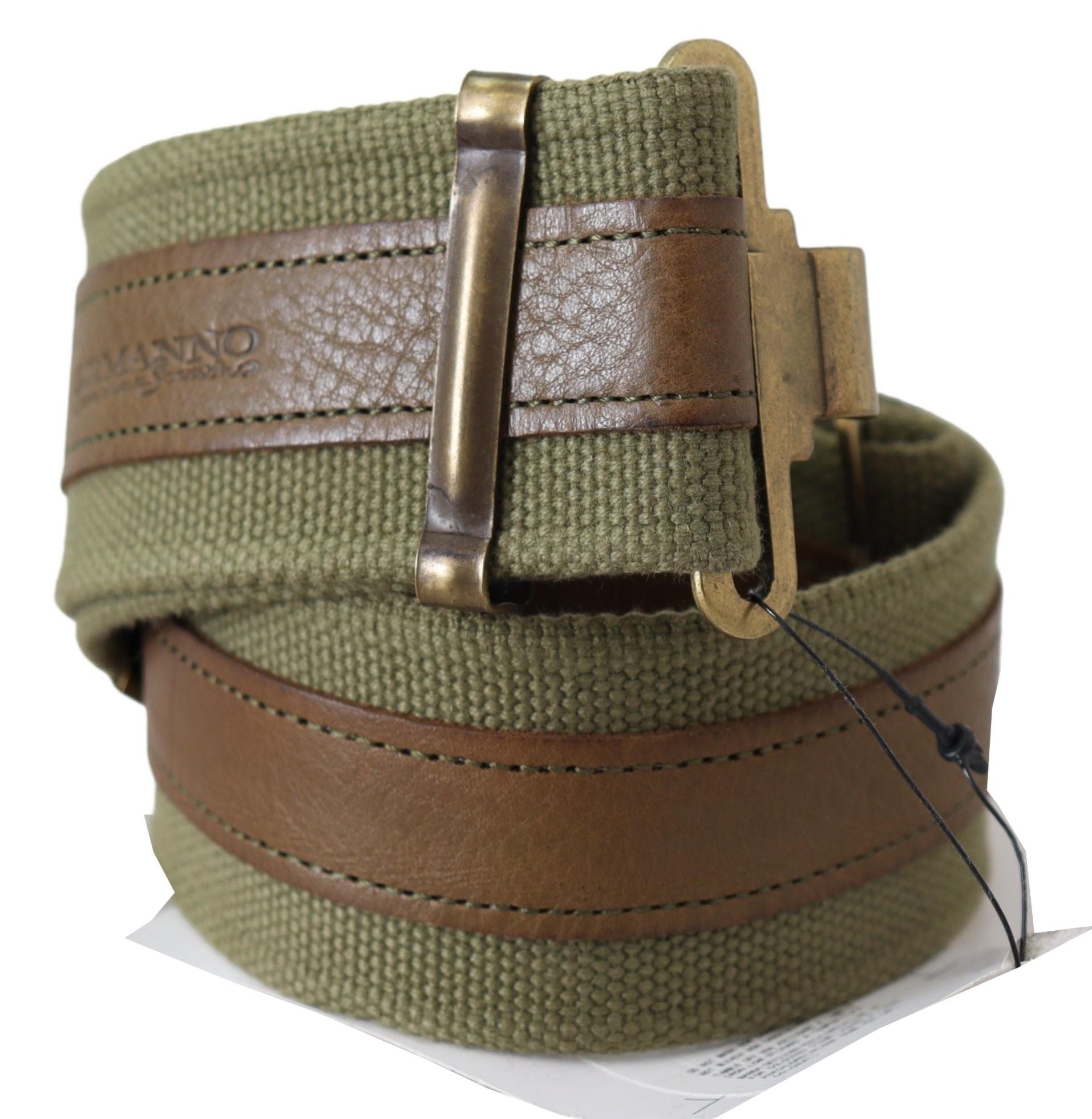 Ceinture Ermanno Scervino en Cuir Vert et Boucle Bronze Rustique