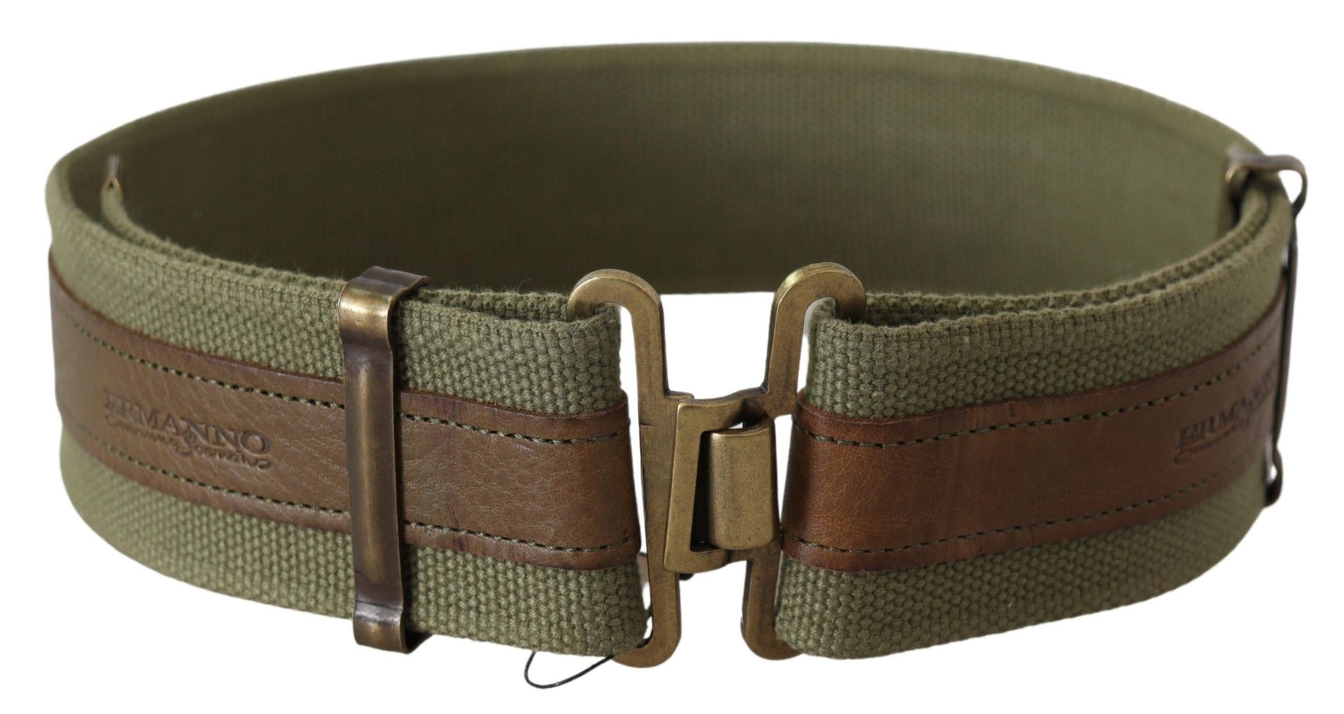 Ceinture Ermanno Scervino en Cuir Vert et Boucle Bronze Rustique