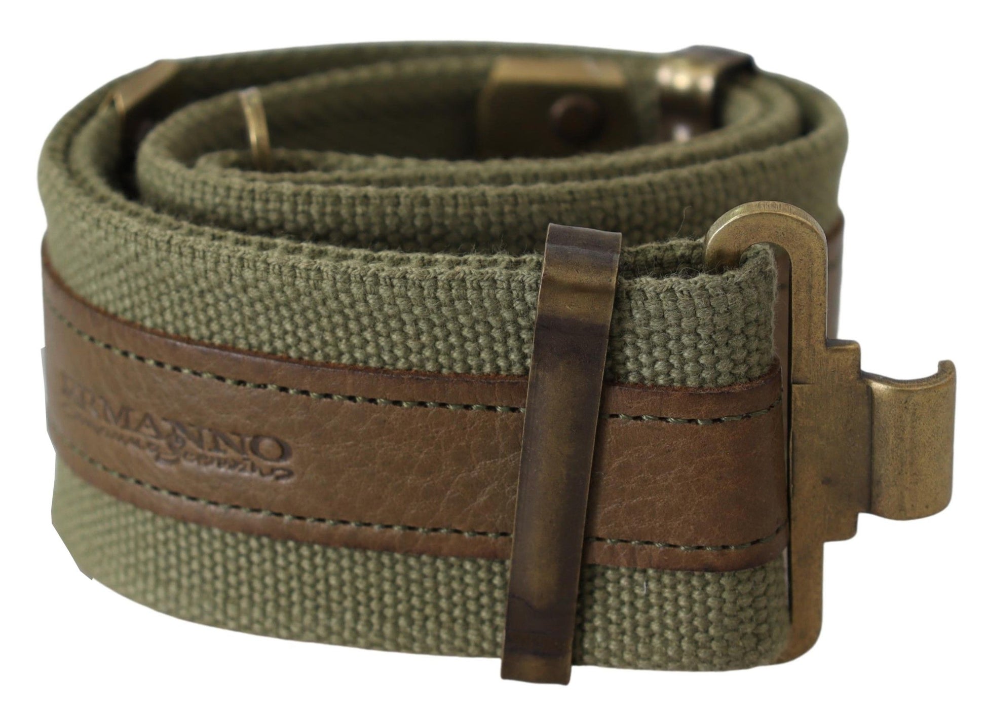 Ceinture Ermanno Scervino en Cuir Vert et Boucle Bronze Rustique