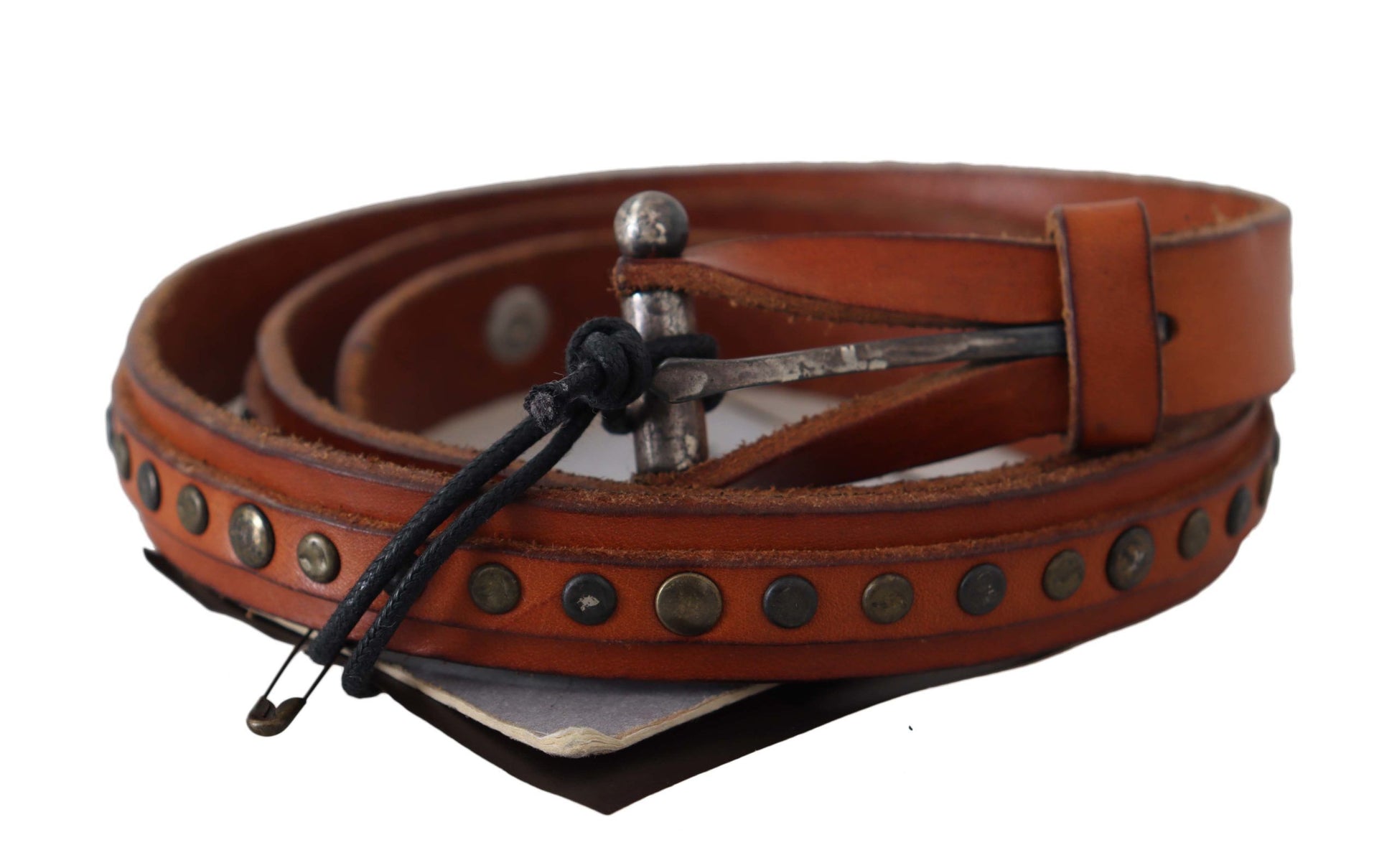 Ceinture Scervino Street en cuir véritable marron avec boucle argent vieilli