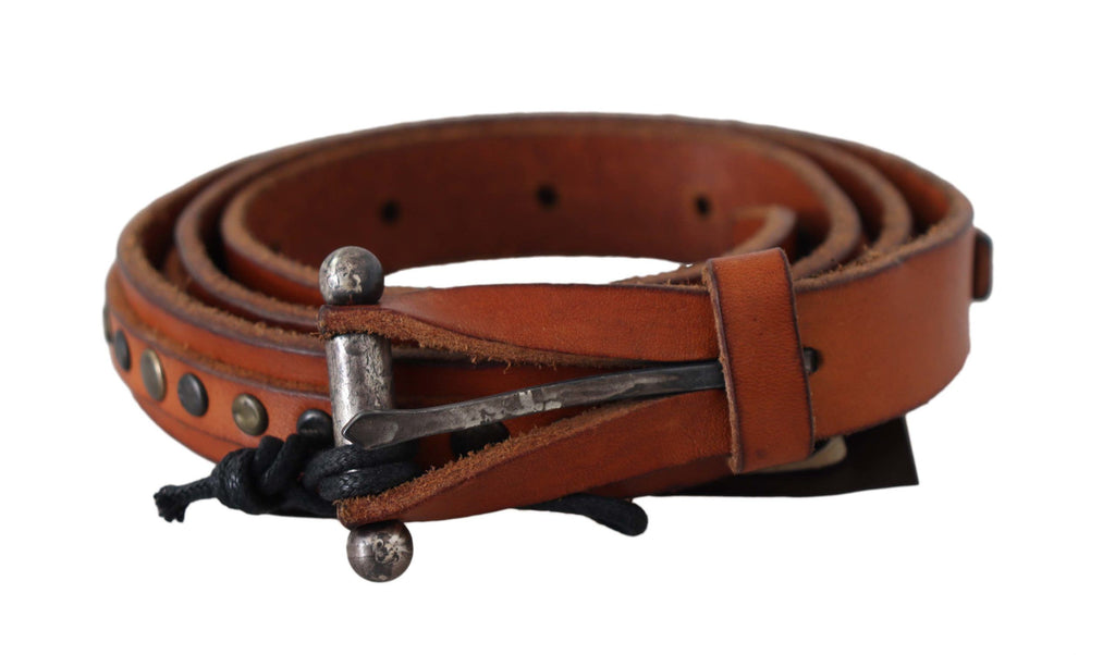Ceinture Scervino Street en cuir véritable marron avec boucle argent vieilli