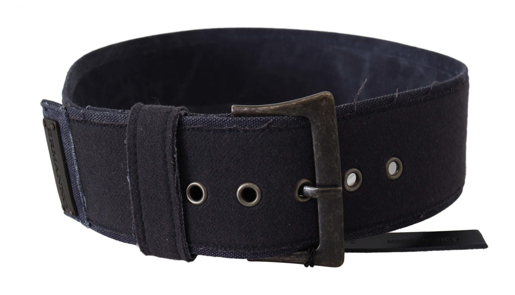 Ceinture de luxe Ermanno Scervino en cuir noir à large boucle pour la taille