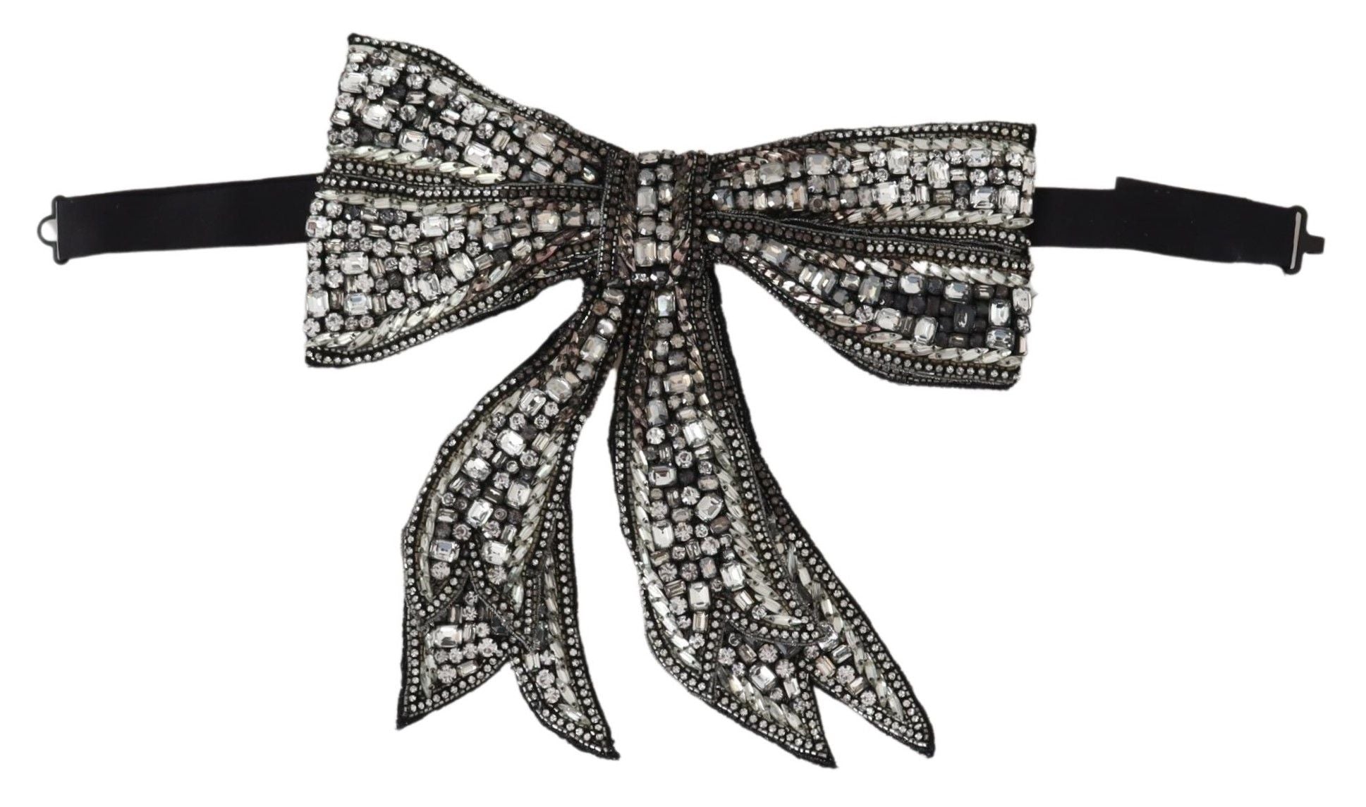 Noeœud papillon collier de podium Dolce & Gabbana argent cristal perlé à sequins