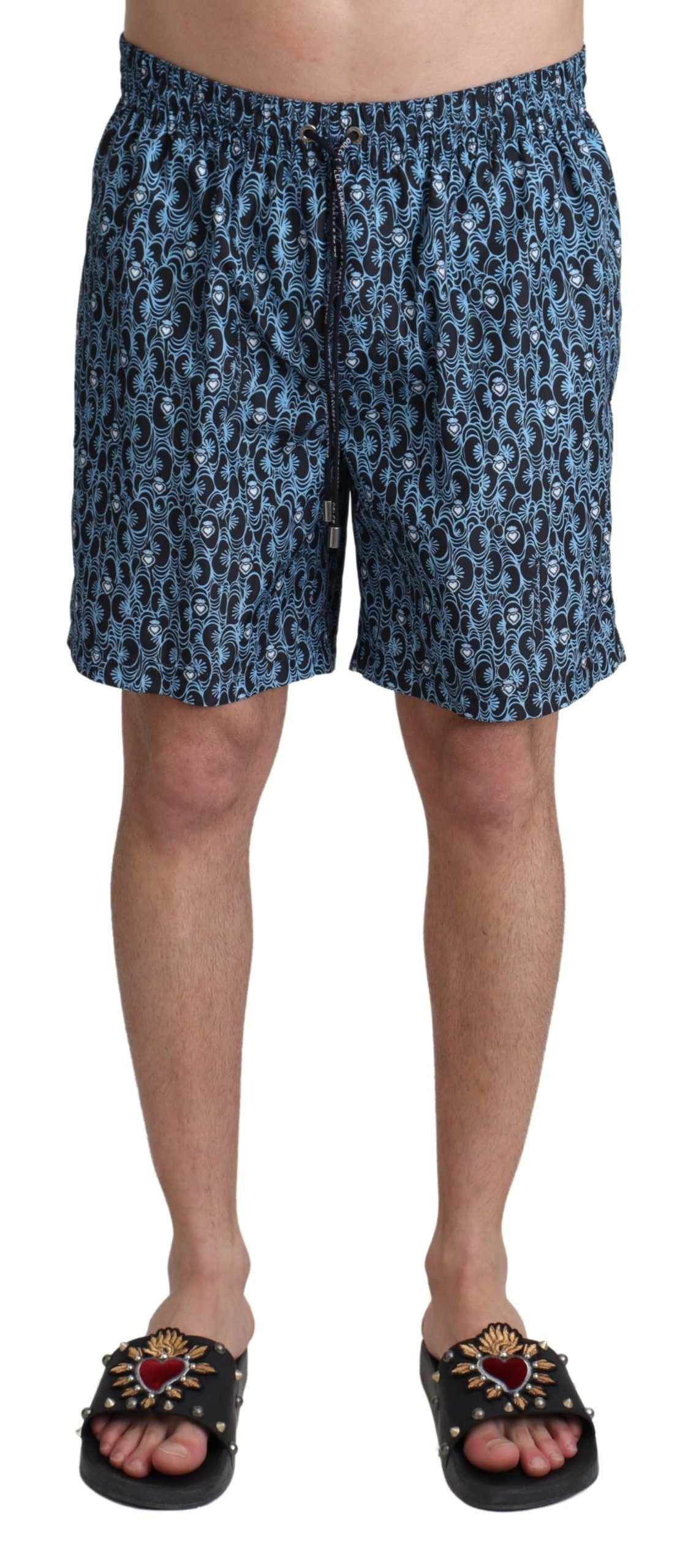 Shorts de bain imprimé à motifs bleus Dolce & Gabbana