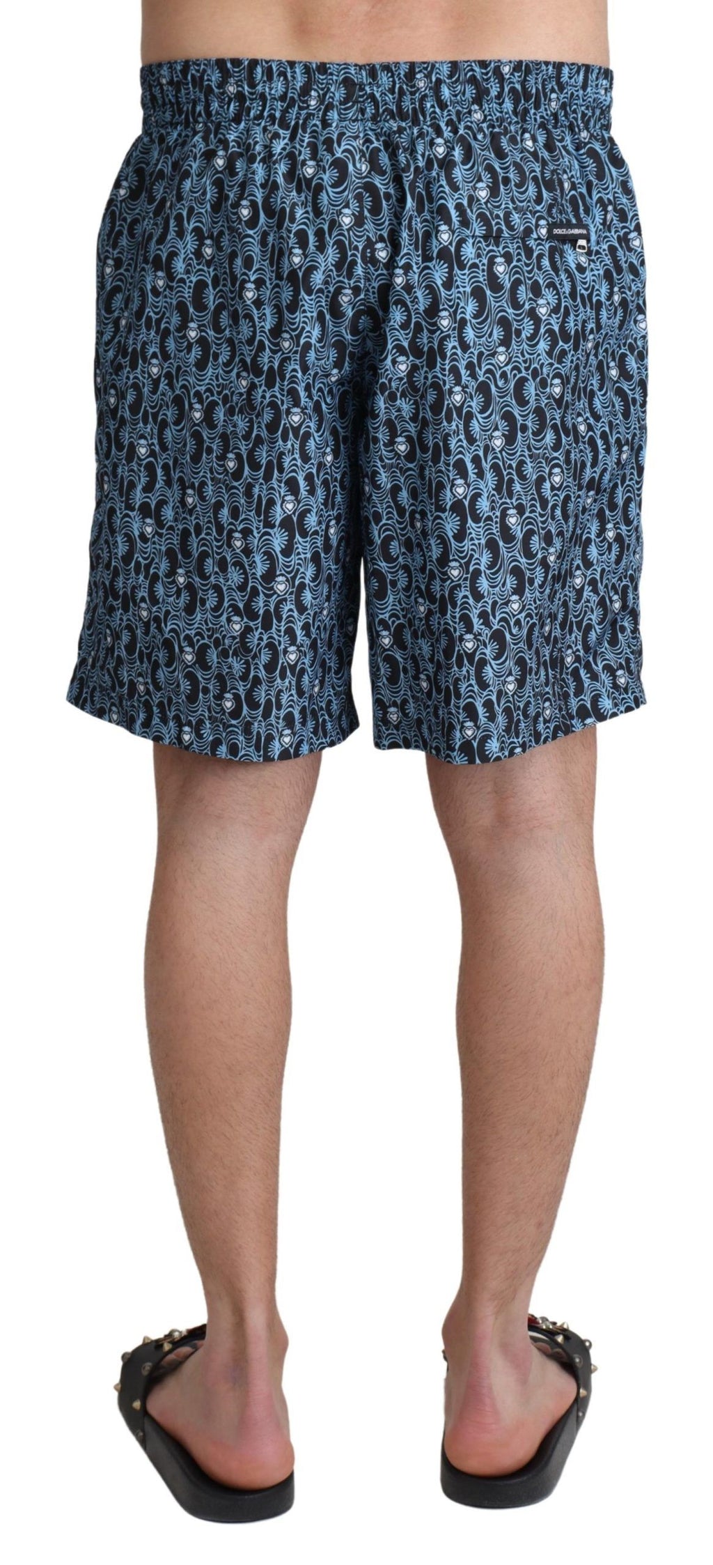 Shorts de bain imprimé à motifs bleus Dolce & Gabbana