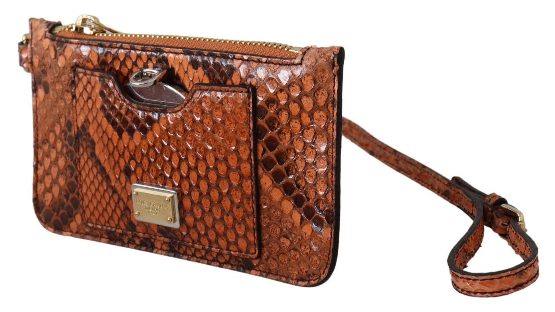 Dolce & Gabbana Porte-monnaie en cuir marron avec miroir AGNESE