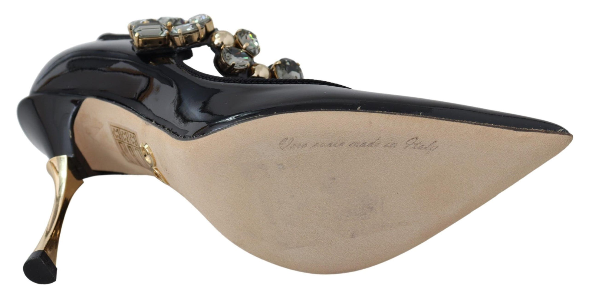 Escarpins Mary Jane en cuir noir et cristaux Dolce & Gabbana
