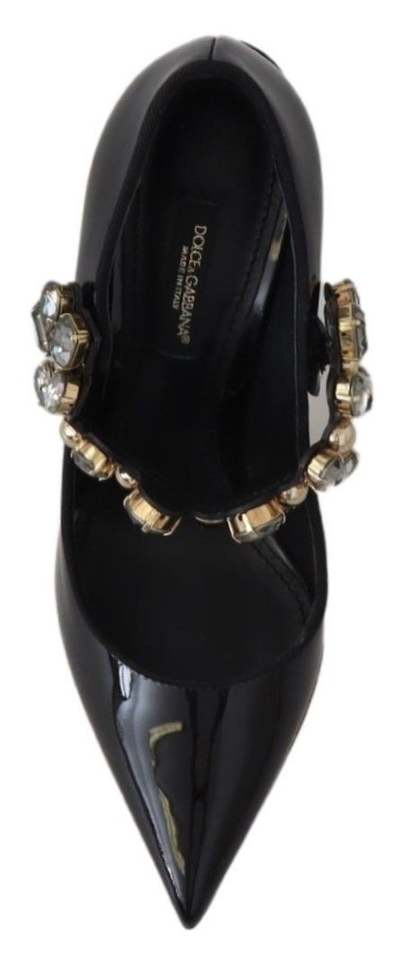 Escarpins Mary Jane en cuir noir et cristaux Dolce & Gabbana