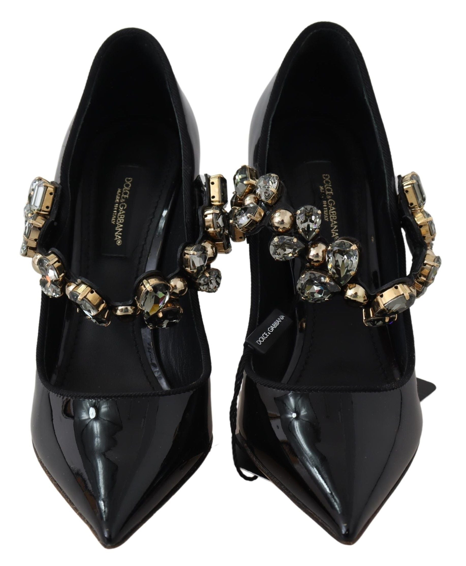 Escarpins Mary Jane en cuir noir et cristaux Dolce & Gabbana